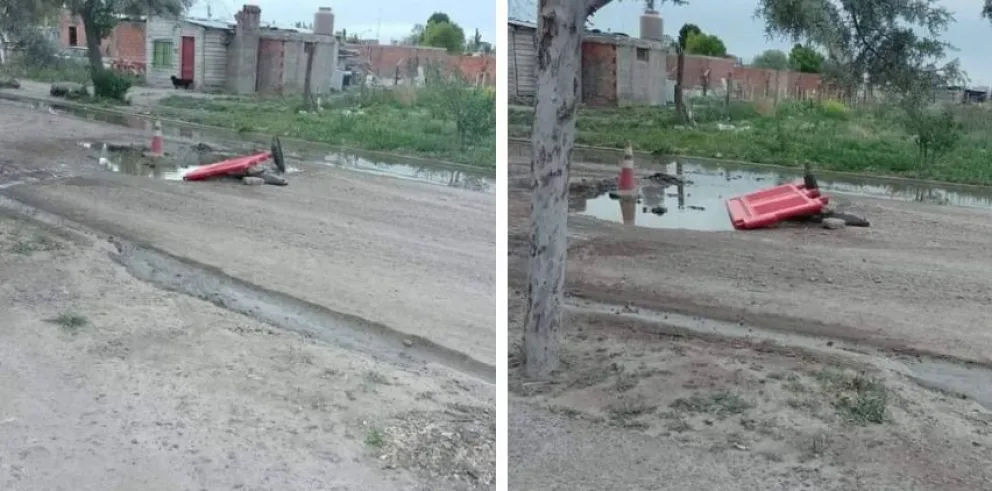 Una obra sin terminar y mal señalizada en Viedma generó un accidente 