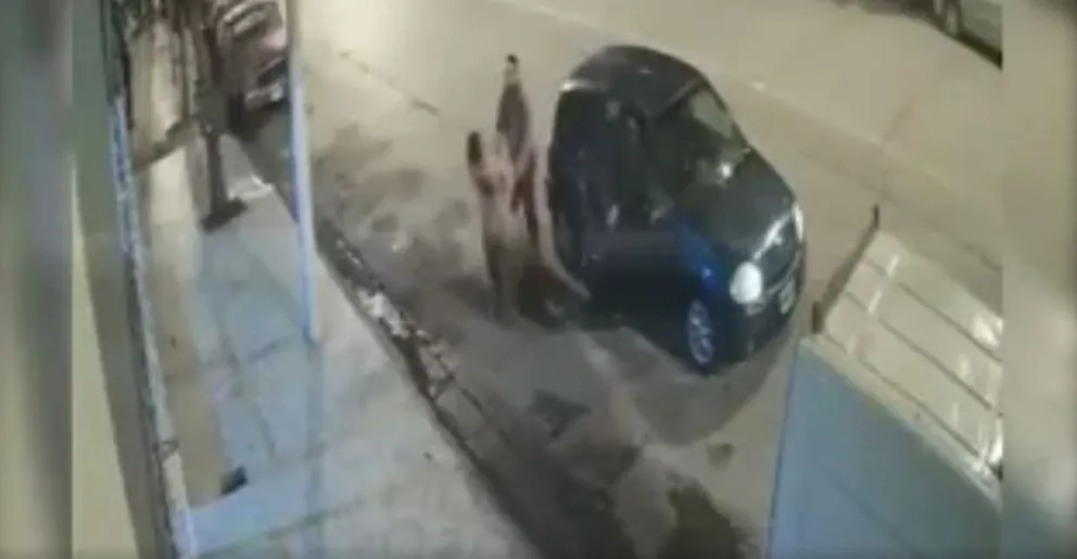 Imágenes sensibles: un violento golpeó a una mujer con un bebé en brazos