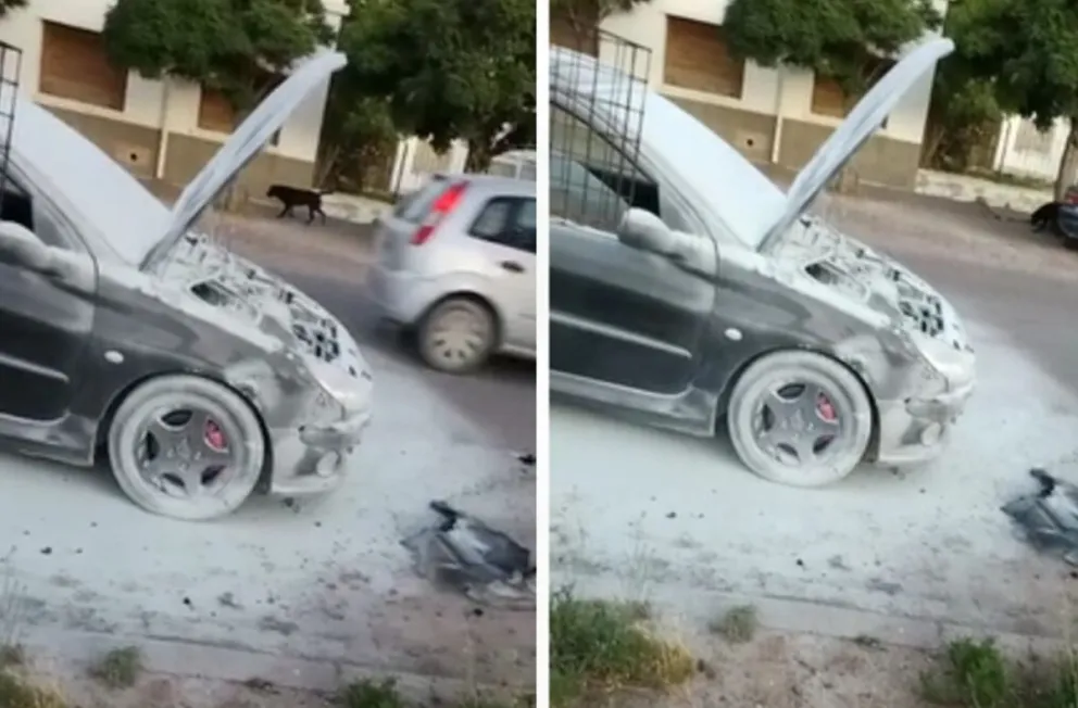 Un auto se prendió fuego mientras iba circulando y generó la atención de los vecinos 