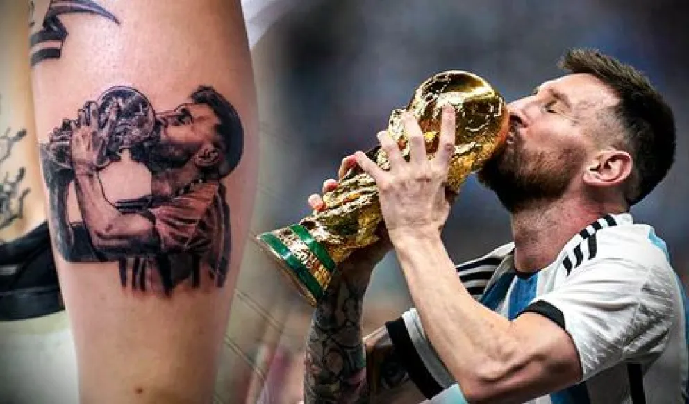 Tatuajes del campeonato del mundo: Messi, la copa y el escudo con tres estrellas pican en punta