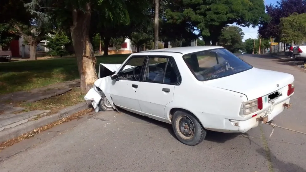 Perdió el control de su vehículo, chocó contra un árbol y rompió el tren delantero  