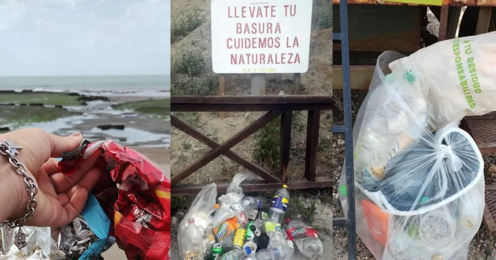 Gente sucia en La Lobería: no se lleva la basura y la deja en la playa