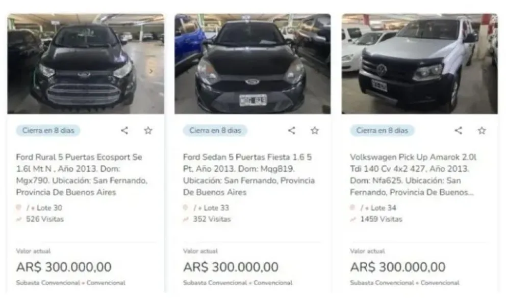 Nuevo remate del Banco Santander: autos y camionetas desde $300.000 