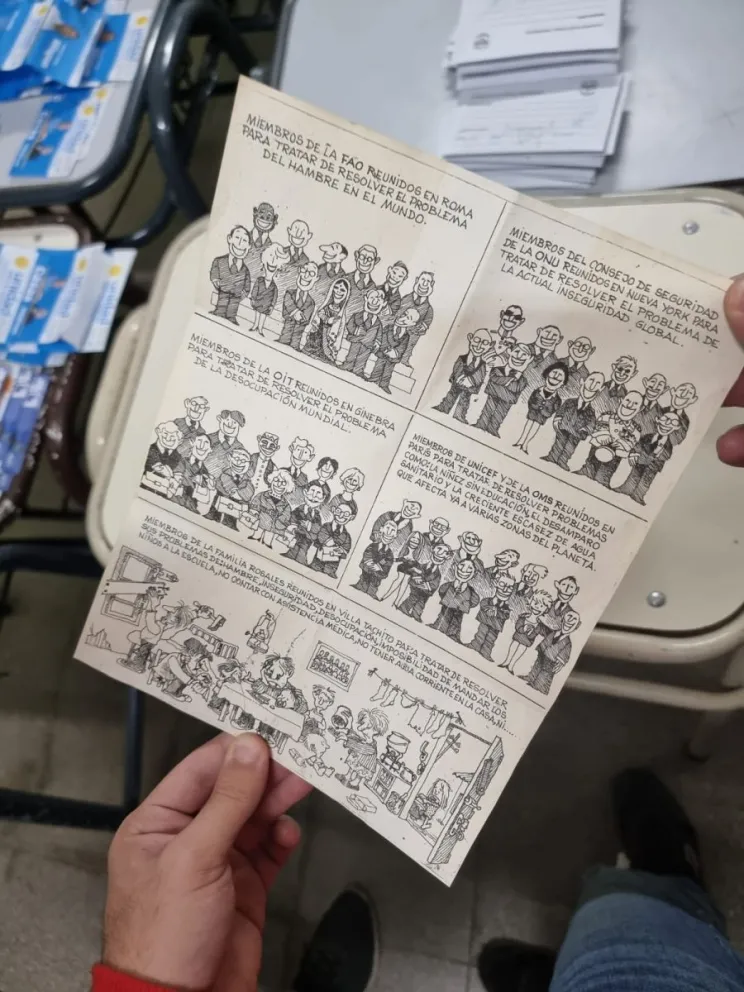 Otro ingenioso del voto nulo: un vecino dejó un folleto con una parodia en las urnas