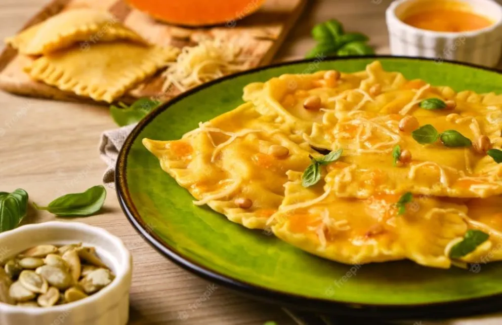 Raviolones de calabaza y queso fontina, sin gluten
