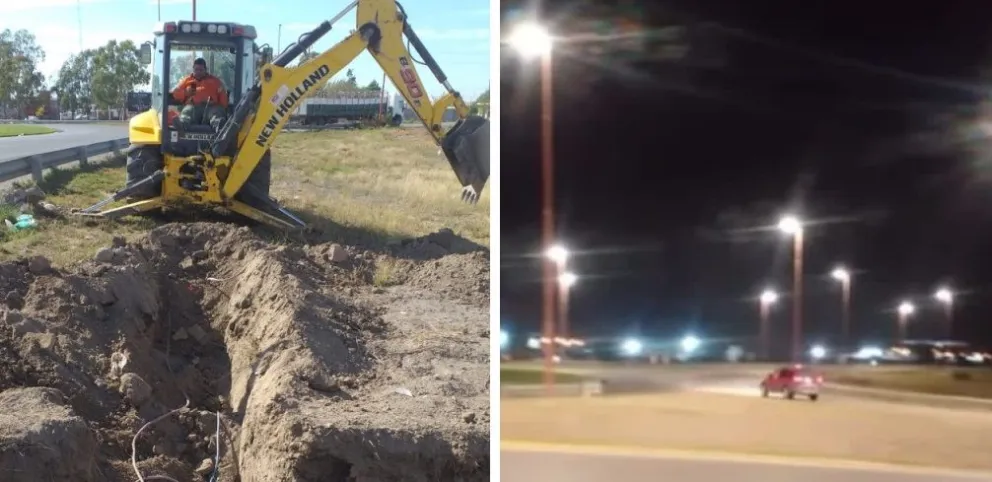 Regresó la luz a la rotonda Castro: una empresa cortó los cables y Vialidad Nacional tuvo que solucionarlo 