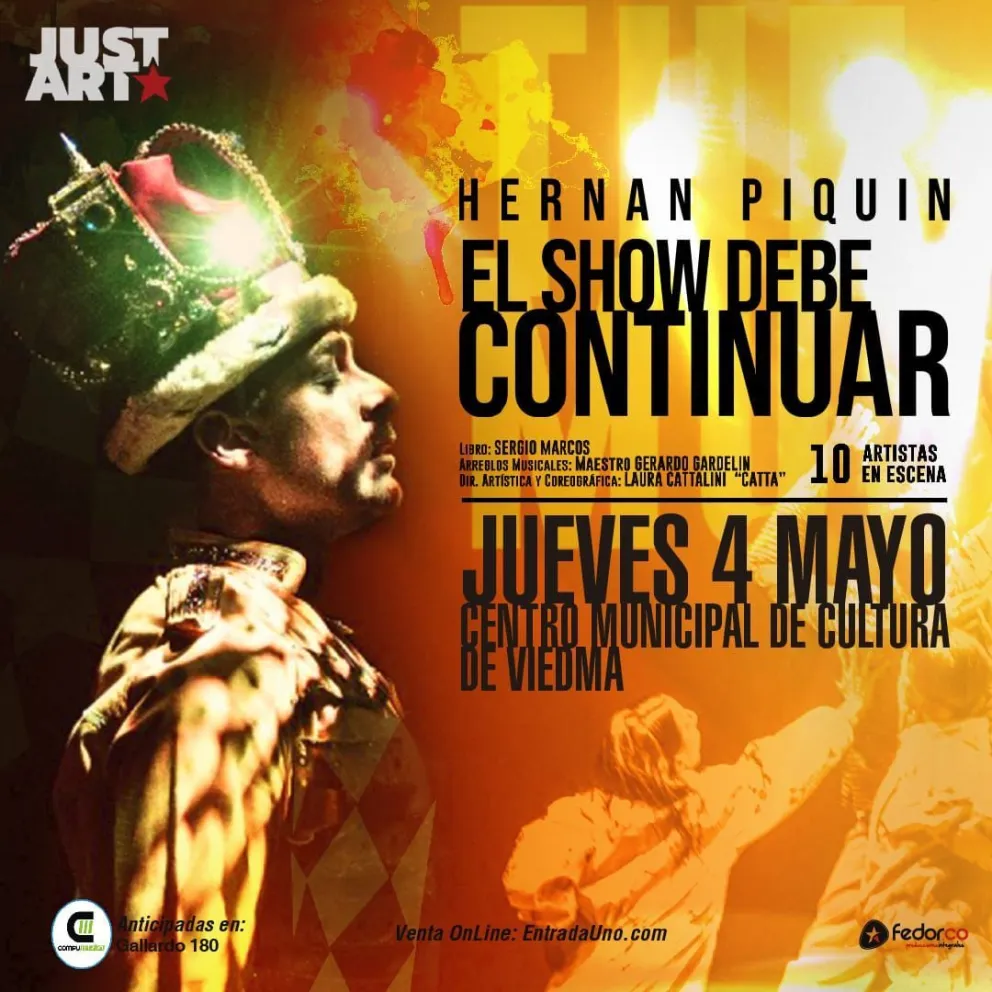 Hernán Piquín presenta "El show debe continuar", un homenaje a Freddie Mercury , en Viedma
