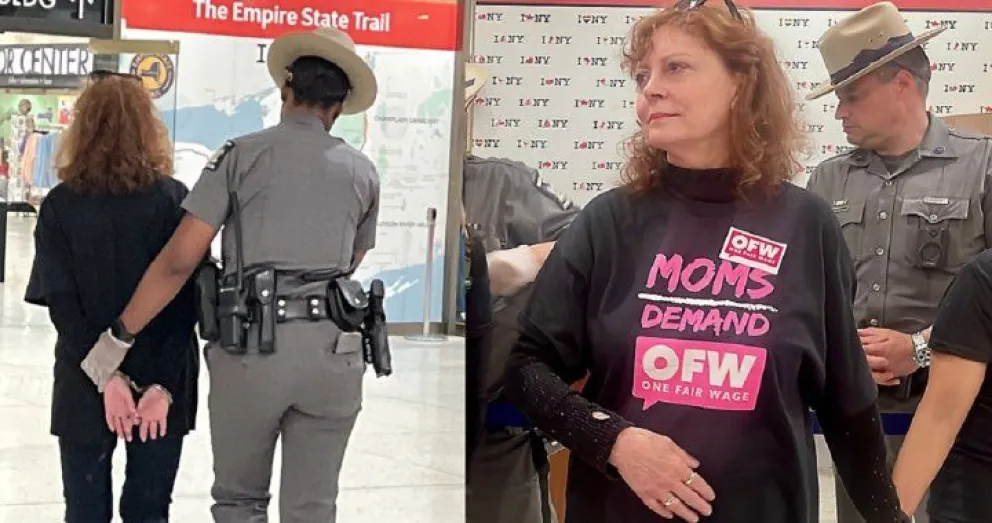 Susan Sarandon fue detenida tras exigir un salario mínimo para trabajadoras de restaurantes